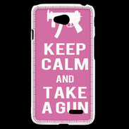 Coque LG L70 Keep Calm Take a gun Rose