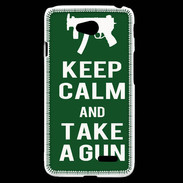 Coque LG L70 Keep Calm Take a gun Vert