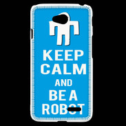 Coque LG L70 Keep Calm Be a Robot Cyan