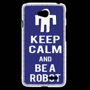 Coque LG L70 Keep Calm Be a Robot Bleu
