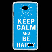 Coque LG L70 Keep Calm Be Happy Cyan