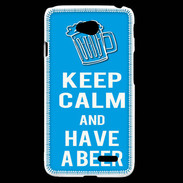 Coque LG L70 Keep Calm Have a beer Cyan