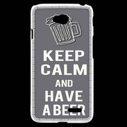 Coque LG L70 Keep Calm Have a beer Gris