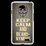 Coque LG L70 Keep Calm and Be Anonymous Gris