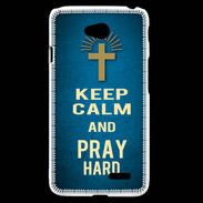 Coque LG L70 Keep Calm and Pray Christian Bleu
