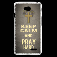 Coque LG L70 Keep Calm and Pray Christian Gris
