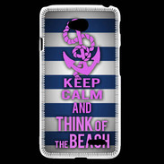 Coque LG L70 Keep Calm and Think Beach Bleu