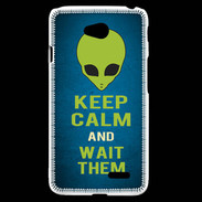 Coque LG L70 Keep Calm and Wait Alien Bleu