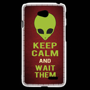 Coque LG L70 Keep Calm and Wait Alien Rouge