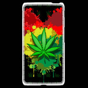 Coque LG F6 Feuille de cannabis et cœur Rasta