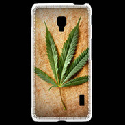 Coque LG F6 Feuille de cannabis sur toile beige