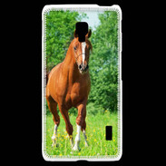 Coque LG F6 Cheval arabe robe marron et blanche