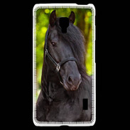 Coque LG F6 Portrait de cheval noir 10
