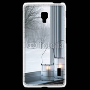 Coque LG F6 paysage hiver deux lanternes