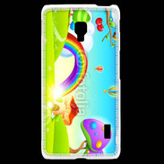 Coque LG F6 Cartoon nature et arc en ciel