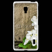 Coque LG F6 Fleurs sur fond en bois