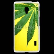 Coque LG F6 Feuille de cannabis sur fond jaune