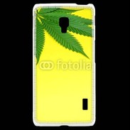 Coque LG F6 Feuille de cannabis sur fond jaune 2