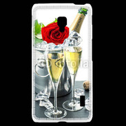 Coque LG F6 Champagne et rose rouge