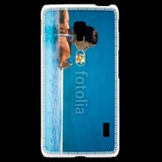 Coque LG F6 Femme sirotant un cocktail face à la mer