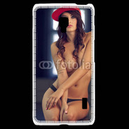 Coque LG F6 Charmante brune avec casquette rouge