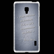 Coque LG F6 Jeuness folie Bleu Citation Oscar Wilde
