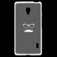 Coque LG F6 moustache gris & blanc