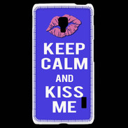 Coque LG F6 Keep Calm Kiss me Bleu