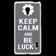 Coque LG F6 Keep Calm Be lucky Gris