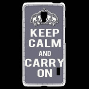 Coque LG F6 Keep Calm Carry on Gris