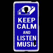 Coque LG F6 Keep Calm Listen music Bleu