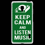 Coque LG F6 Keep Calm Listen music Vert