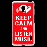 Coque LG F6 Keep Calm Listen music Rouge