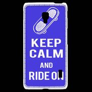 Coque LG F6 Keep Calm Ride on Bleu