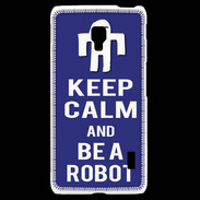 Coque LG F6 Keep Calm Be a Robot Bleu