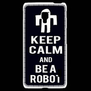 Coque LG F6 Keep Calm Be a Robot Noir