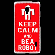 Coque LG F6 Keep Calm Be a Robot Rouge