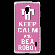 Coque LG F6 Keep Calm Be a Robot Rose