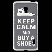 Coque LG F6 Keep Calm Buy Shoes Gris