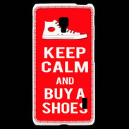 Coque LG F6 Keep Calm Buy Shoes Rouge
