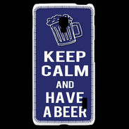 Coque LG F6 Keep Calm Have a beer Bleu
