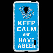 Coque LG F6 Keep Calm Have a beer Cyan