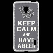 Coque LG F6 Keep Calm Have a beer Gris