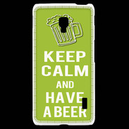Coque LG F6 Keep Calm Have a beer Vert pomme