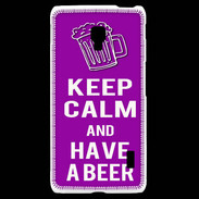Coque LG F6 Keep Calm Have a beer Violet