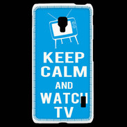 Coque LG F6 Keep Calm Watch TV Cyan