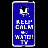 Coque LG F6 Keep Calm Watch TV Bleu