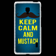 Coque LG F6 Keep Calm and Mustach Bleu