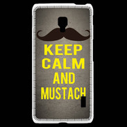 Coque LG F6 Keep Calm and Mustach Gris