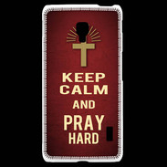 Coque LG F6 Keep Calm and Pray Christian Rouge